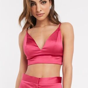 Satin Pink Crop Top